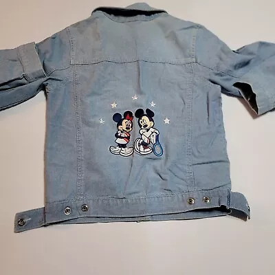 Buy Disney Youth Sz Large Denim Jacket  Mickey And Minnie Tennis  Embroidered Back. • 16.90£
