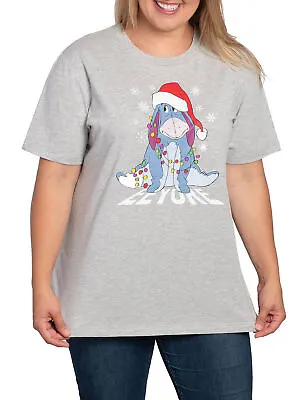 Buy Women's Plus Size Disney Eeyore Christmas T-Shirt Holiday Gray Winnie The Pooh • 12.54£