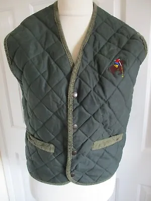 Buy Country Collection -  Green, Corduroy Trim, Polo Motif, Quilted Gilet  - Size M • 12£
