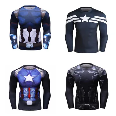 Buy Cosplay Avengers Captain America 3D T-Shirts Superhero Mens Quick Dry Tops Tee • 12£
