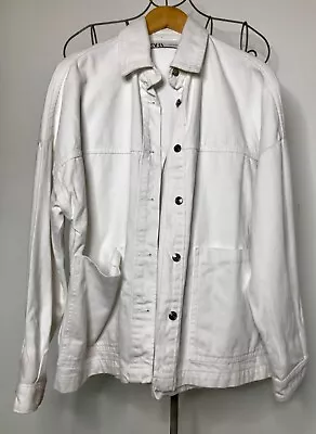 Buy Zara Ladies Denim Jacket, Size S (large Fit) White With Pockets, Great Condition • 14£