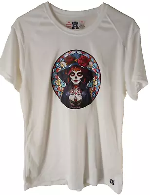 Buy Bad Boutique Woman's T-Shirt Med White Gothic Cathedral Lady Design Cap Sleeve • 16.83£