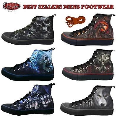 Buy SPIRAL DIRECT NEW Sneakers Mens High Top Lace Up Canvas Shoes/Dragon/Skull/Wolf  • 79.99£