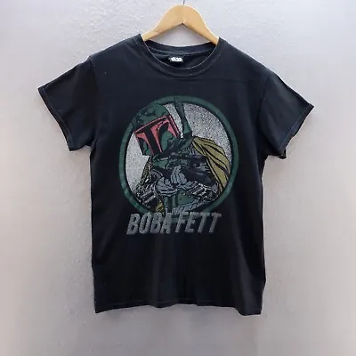 Buy Star Wars T Shirt Small Black Graphic Print Boba Fett Short Sleeve Cotton • 8.09£