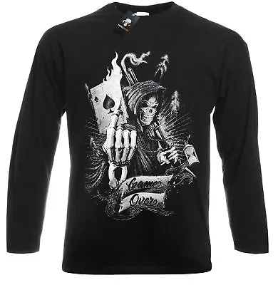 Buy Official Game Over Long Sleeve T Shirt Reaper Skull Card Poker Ace Metal Rock • 14.99£