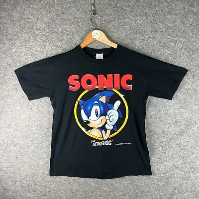 Buy Vintage Sonic The Hedgehog Shirt Mens Medium Black 1991 Full Print Promo Sega • 62.49£