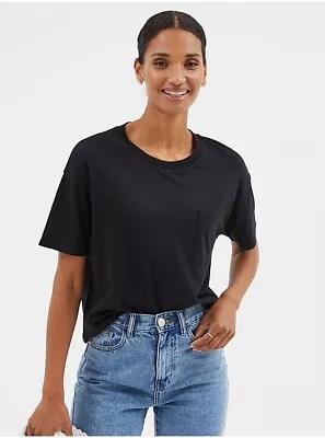 Buy SIZE 8 - Black Pocket Drop Hem T-Shirt - BRAND NEW • 9£