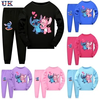 Buy Kids Stitch And Lilo Long Sleeve T-shirt Pants Suits Casual Top Tracksuit Sets • 8.99£