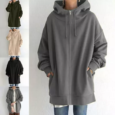 Buy Women Long Sleeve Zip Up Hoodie Tops Ladies Hooded Coat Jacket Outwear Plus Size • 22.79£
