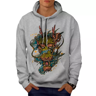 Buy Wellcoda Dragon Asian Myth Mens Hoodie, Evil Casual Hooded Sweatshirt • 26.99£