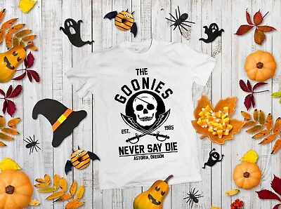 Buy The Goonies Never Say Die T-Shirt - Film Tee Top Funny Halloween Pumpkin • 9.99£