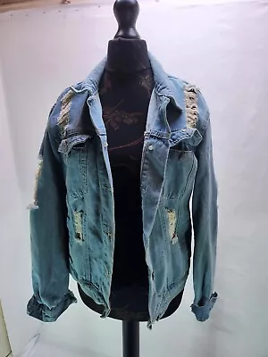 Buy Ladies Size 8 Pretty Little Thing Denim Style Torn Jacket • 5£