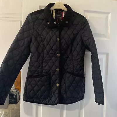 Buy (LW) Next Black Quilted Jacket Size 8 Press Studs 2 Pockets  Corduroy Collar • 3£
