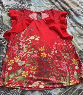 Buy Oasis The Botanical Collection Red Floral Top Size XS • 4£