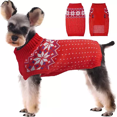 Buy Kuoser Dog/Cat Sweater, Christmas Snowflake Knitwear - Medium • 6.50£