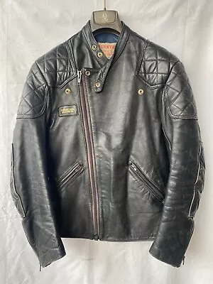 Buy Vintage INTERSTATE Biker Leather Jacket Motorcycle Punk Rock 36-38 S Skinny Pads • 125£