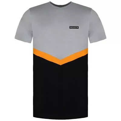 Buy Devote London Crew Neck Orange/Black Bruno Mens T-Shirt 66D12QMUL ORANGE BLACK • 9.99£