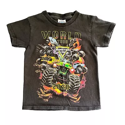 Buy Kid's Monster Jam World Tour  2020 T-shirt Size XS - Grave Digger, Earth Shaker • 11.83£