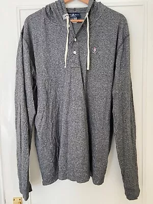 Buy PSYCHO BUNNY T Shirt Mens XL/7 Long Sleeve Hoodie Grey Marl 100% Pima Cotton • 25.40£