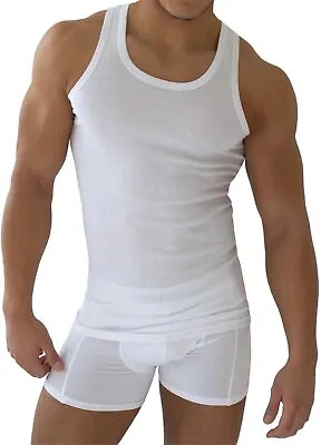 Buy 6 Pack Mens Sleeveles Vests Pure 100% Cotton Gym Top Summer Training Size S-2XL • 11.99£