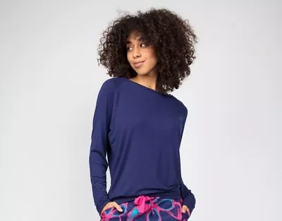 Buy Cyberjammies Pyjama Slouch Top Modal Women Ellie Blue Slouch Jersey Long Sleeve • 8£
