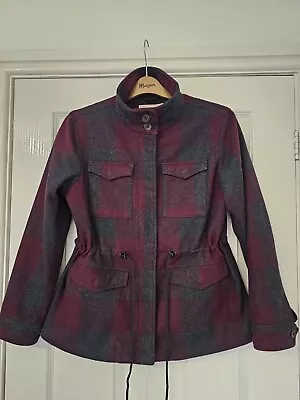 Buy Levi Ladies Jacket Coat Checked Plaid Burgundy Grey Size Small • 12.99£