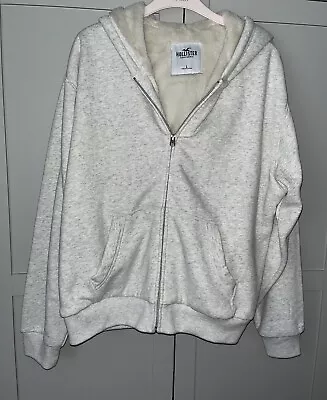 Buy Hollister Grey Cosy Faux Teddy Fur Lined Zip Up Hoody Size L Large New Hoodie • 35.99£
