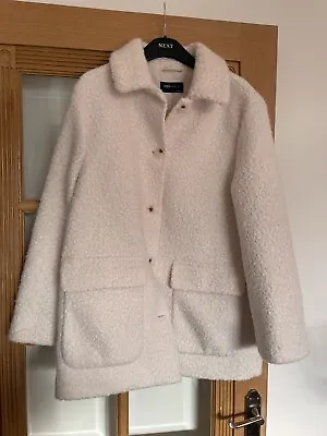Buy M&s Ladies Stunning Ivory Boucle/teddy Style Coat/jacket Size 12 • 24.99£