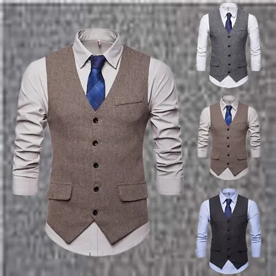 Buy New Casual Fashion Men's Plain Color Simple Single-breasted Waistcoat Suit Vest • 17.45£
