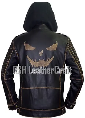 Buy Joker Suicide Squad Inspired The Killing Distressed Black Real Leather Jacket • 94.45£
