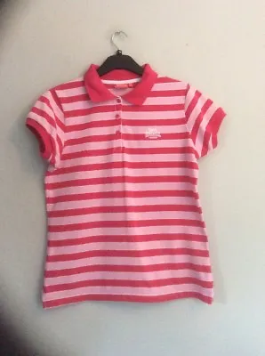 Buy LONSDALE LONDON Pink Stripe Fitted Polo Top. Size 14. Tennis, Sport, Summer • 0.99£