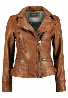 Buy Womens Distressed Brown Vintage Latest Cafe Racer Moto Biker Real Leather Jacket • 84.99£