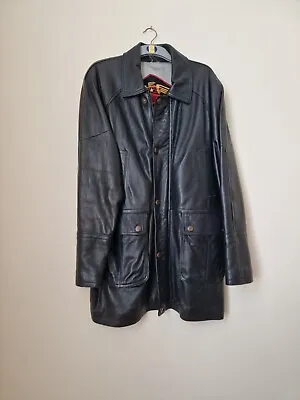 Buy Mens Gents Leather Jacekt Coat Black XL • 60£
