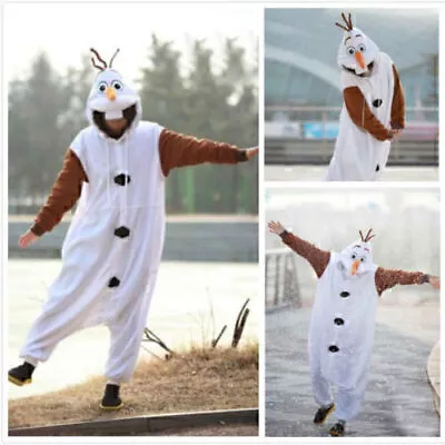 Buy Adult Kid Frozen Olaf Snowman Pyjamas Kigurumi Cosplay Costume Pajamas Christmas • 17.18£