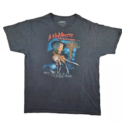 Buy A Nightmare On Elm Street T Shirt Size L Navy Freddy Krueger Horror Mens • 15.99£