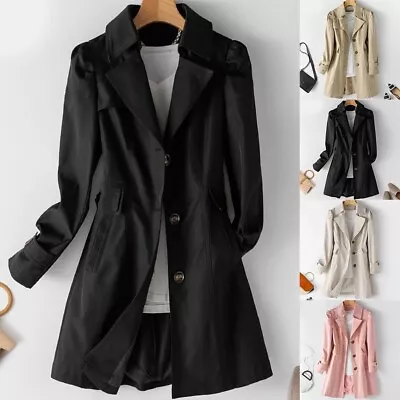 Buy Stylish Jacket Overcoat Single-breasted Solid Color Temperament Commuting Woman • 25.31£