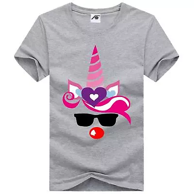 Buy Womens Unicorn Red Nose Printed T Shirt Ladies Round Neck Cotton Tees • 9.99£