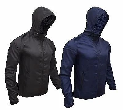 Buy Mens Windbreaker Sport Hoodie Jacket Thin Lightweight Zip Coat Shower Resistant  • 11.99£