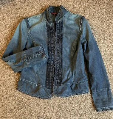 Buy Monsoon Denim Military Baroque Style Vintage Jacket Amazing Detail 10 12 • 4.99£