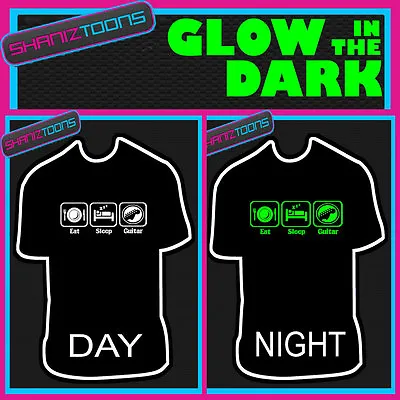 Buy Eat Sleep Play Guitar Band Glow In The Dark Printed Tshirt • 10.93£