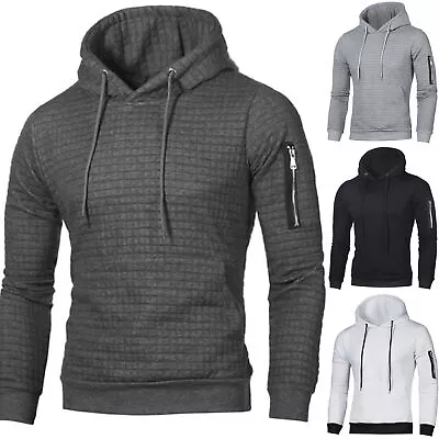Buy Men's Plain Hooded Hoodie Sweatshirt Gym Sports Work Jacket Pullover Jumper Tops • 14.27£