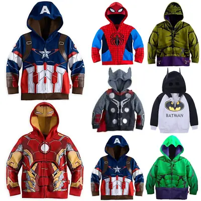 Buy Kids Boys Marvel Superhero Costume Hooded Sweatshirt Spiderman Hoody Jacket Coat • 9.99£