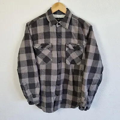 Buy Club Room Flannel Shirt Jacket Mens Small Grey Check Sherpa Lined Workwear • 6.95£