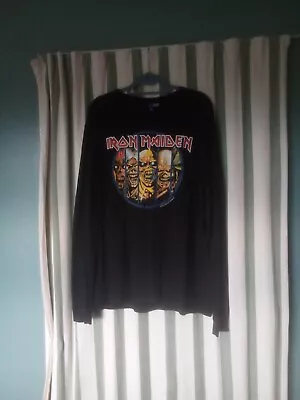 Buy H & M Iron Maiden Black Long Sleeve Top T Shirt Size Xl Rock Band Tee • 5£