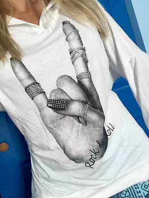 Buy PEACE Hoodie Studded Rock N Roll Pullover T-shirt Top Rayon L Plus 1X 2X 3X COOL • 12.55£