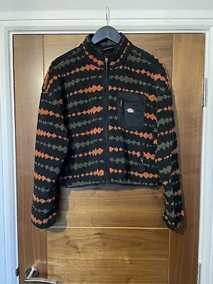 Buy Dickies Womens Falkville Black Orange Green Cropped Fleece Jacket Medium 12 • 45£