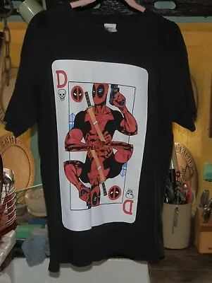 Buy Marvel T-Shirt, Deadpool Playing Card, Large, Black, 100% Cotton, Very Good Cond • 6.99£
