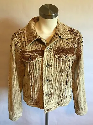 Buy POL Brown Tan  Rock And Roll  Button Up Corduroy Jacket W/ Studs, Size Small • 52.73£