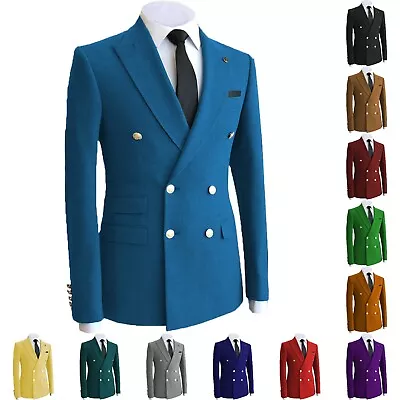 Buy Double Breasted Mens Suits Blazer Coat Business Jacket Tuxedos Prom Wedding • 59.99£