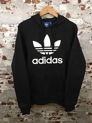 Buy Men's Adidas Originals Hoodie Black Hooded Small S White Trefoil Cracked Graphic • 14.99£